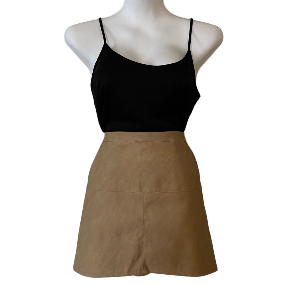 BUTTERY SOFT! Vegan leather skirt in versatile tan - NWOT size L